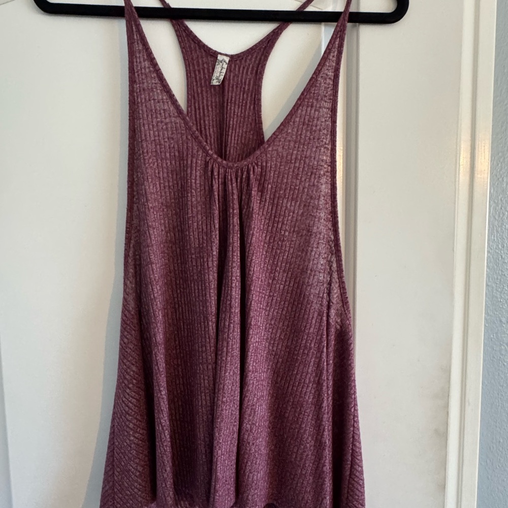 Free People Plum Ribbed Tank Top